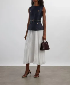 Self-Portrait Dresses^Navy Taffeta Midi Dress