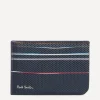 Paul Smith Wallets^Navy Woven Leather Signature Stripe Double Card Holder