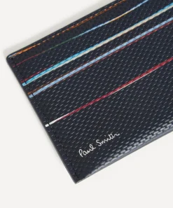 Paul Smith Wallets^Navy Woven Leather Signature Stripe Double Card Holder