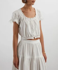DÔEN Tops^Nera Cotton Floral Eyelet Top