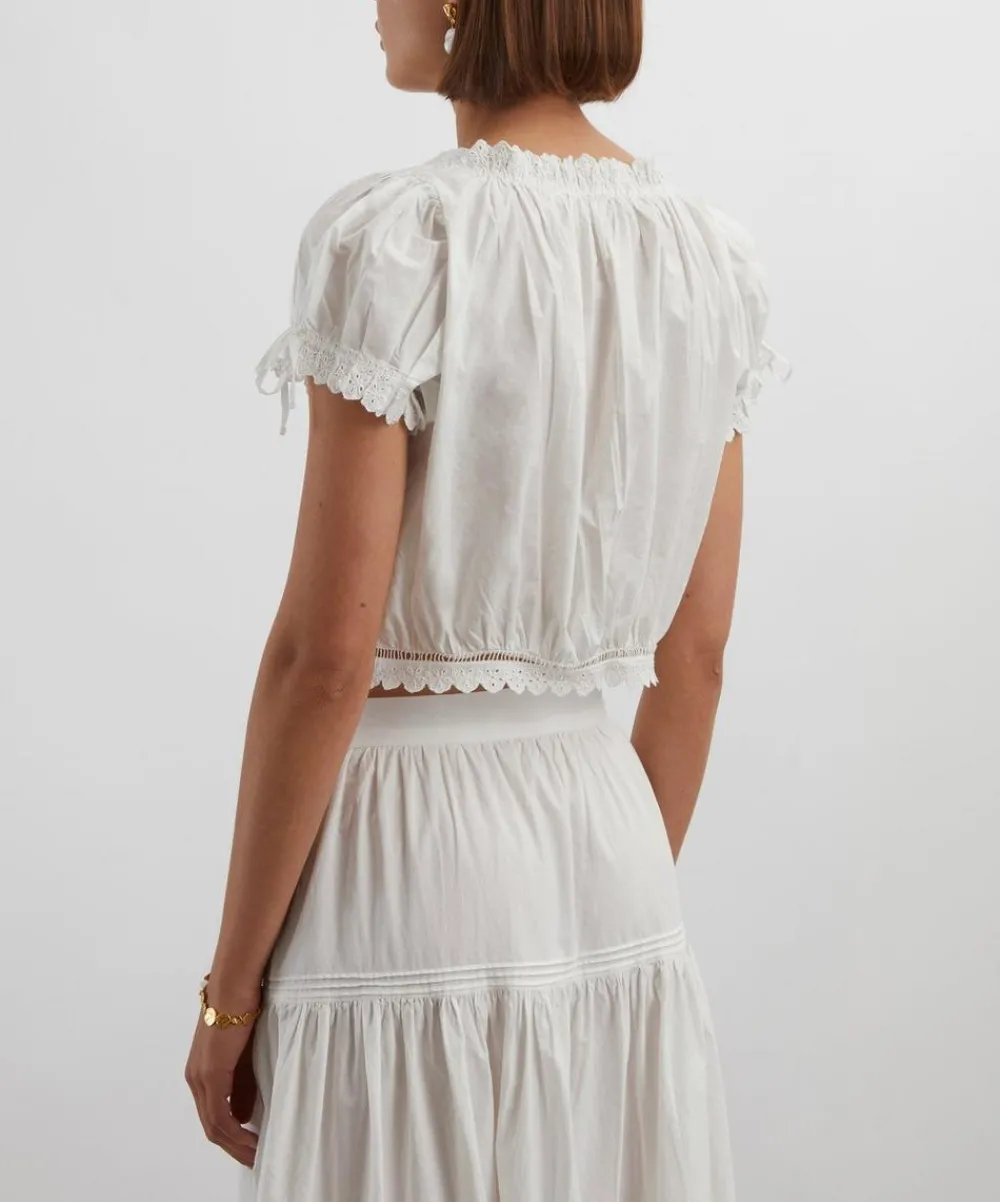DÔEN Tops^Nera Cotton Floral Eyelet Top