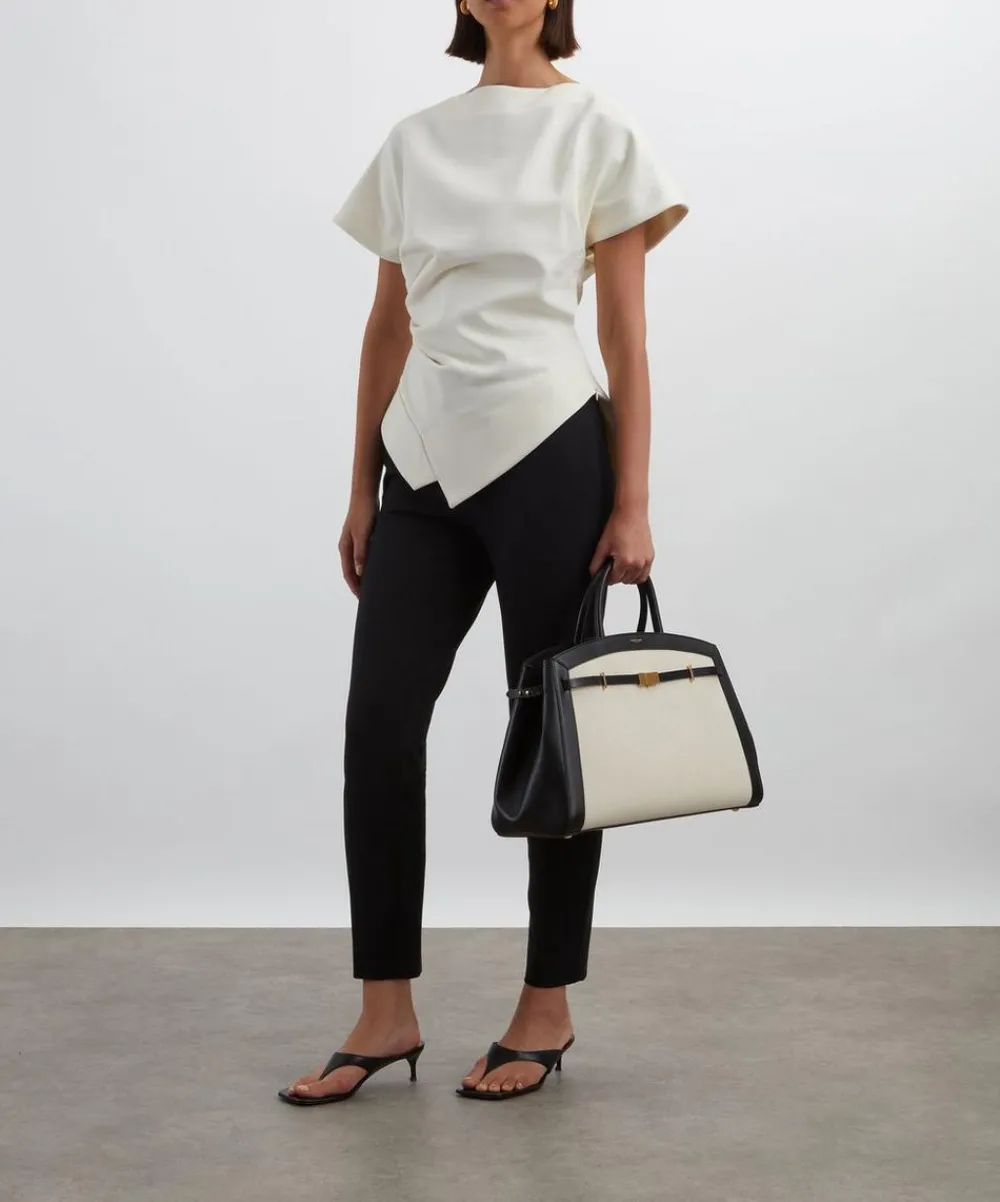 Róhe Tops^Off-White Draped Lapel Top