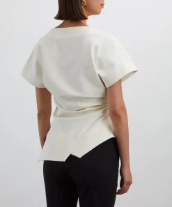 Róhe Tops^Off-White Draped Lapel Top