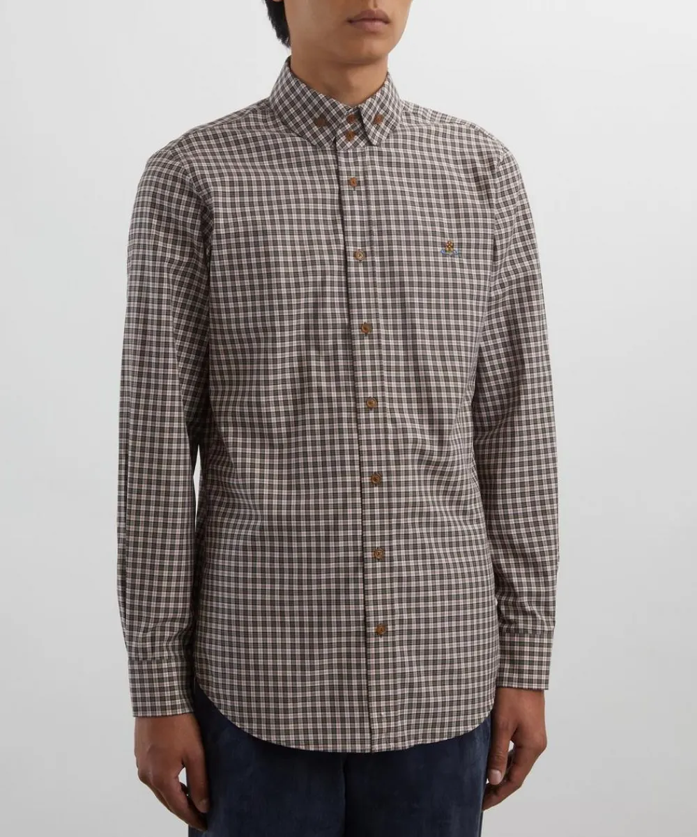 Vivienne Westwood Shirts^Off-White Plaid Two-Button Krall Shirt