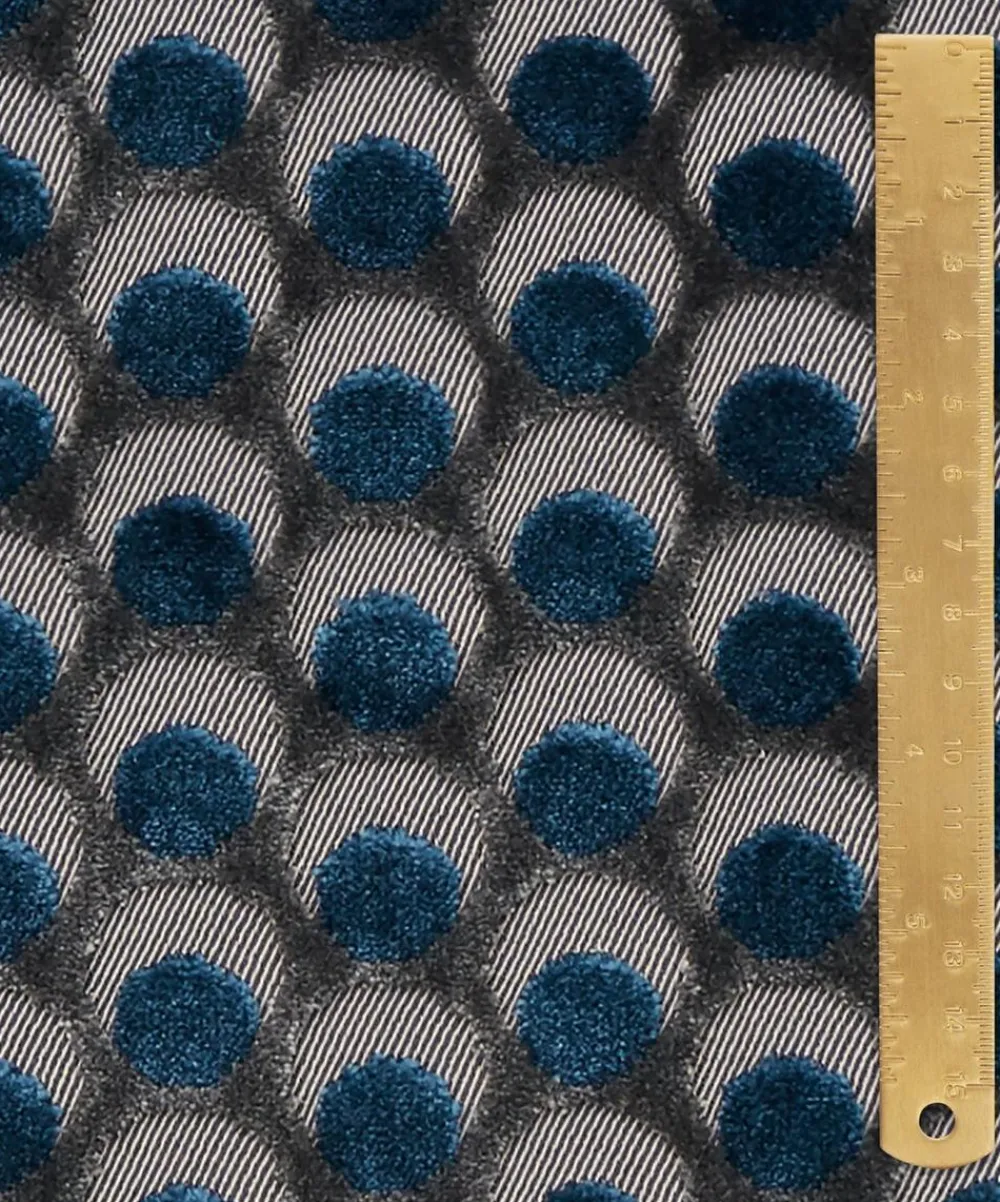 Liberty Interiors Furnishing Fabrics^Ottoman Spot Cut Velvet in Lapis