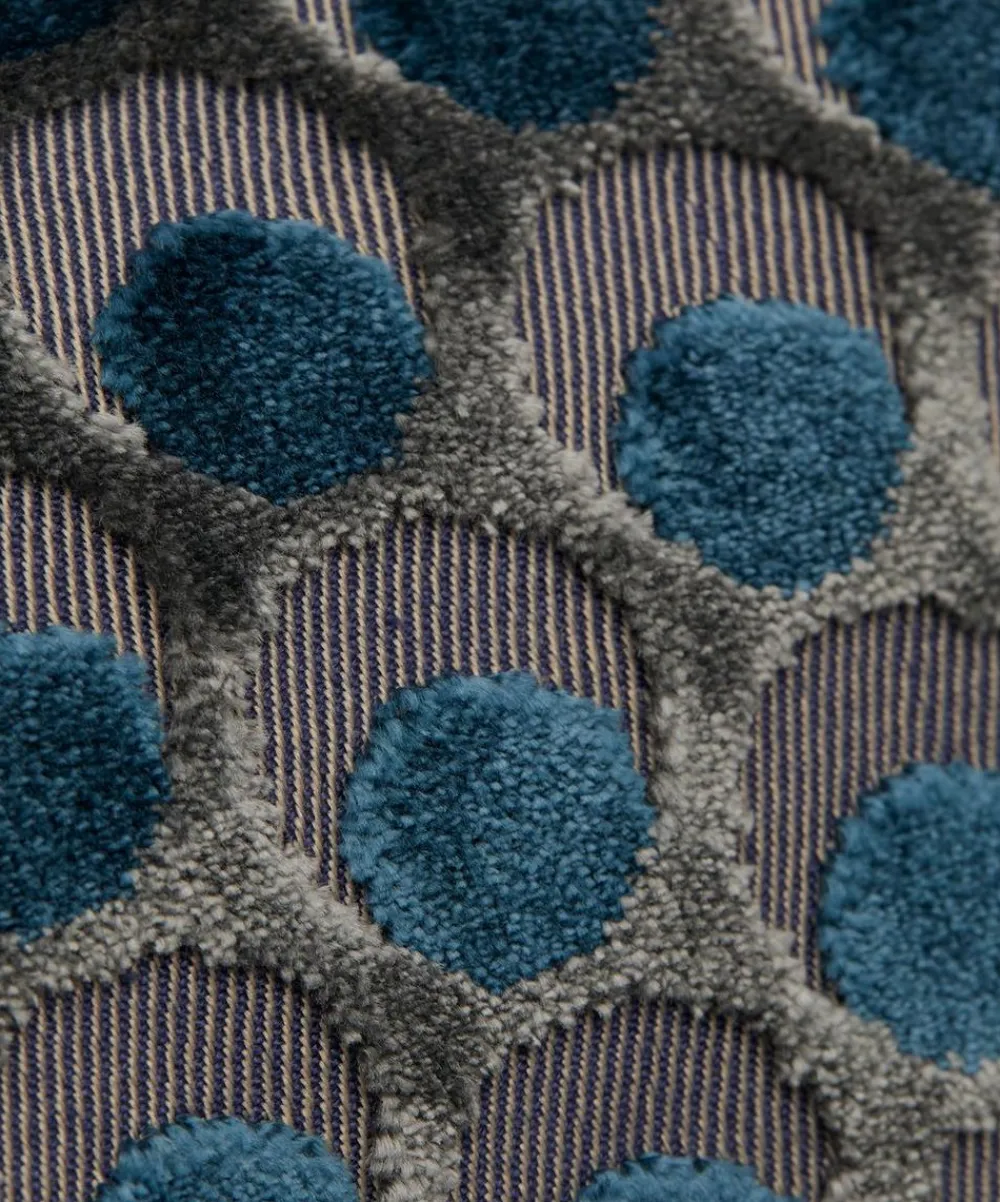 Liberty Interiors Furnishing Fabrics^Ottoman Spot Cut Velvet in Lapis