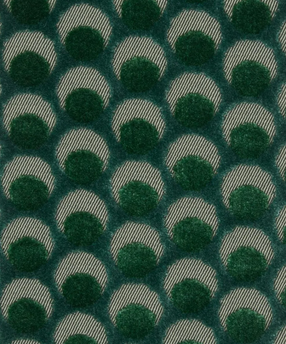Liberty Interiors Furnishing Fabrics^Ottoman Spot Cut Velvet in Scarab