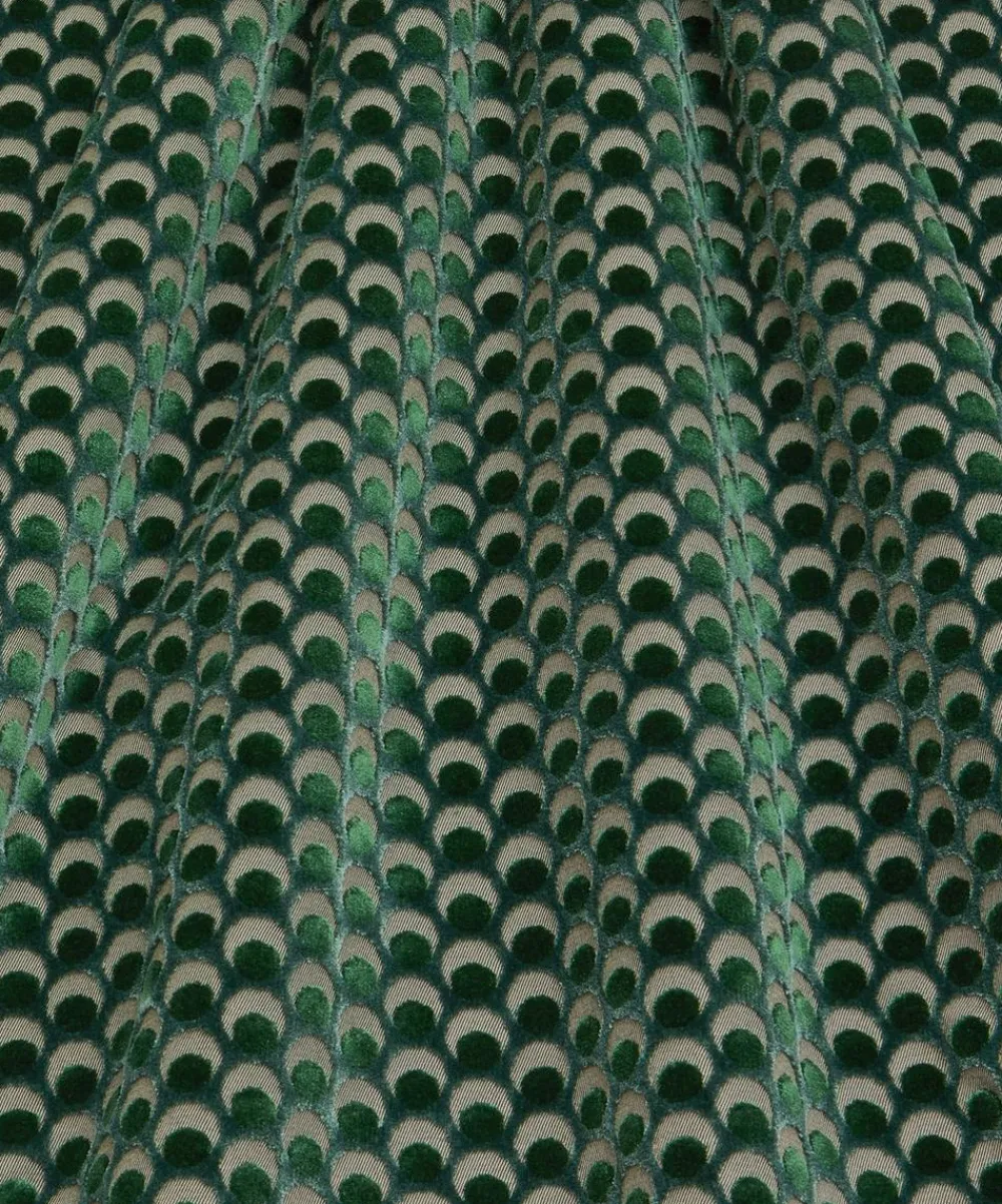 Liberty Interiors Furnishing Fabrics^Ottoman Spot Cut Velvet in Scarab
