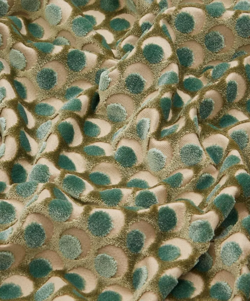 Liberty Interiors Furnishing Fabrics^Ottoman Spot Cut Velvet in Lichen