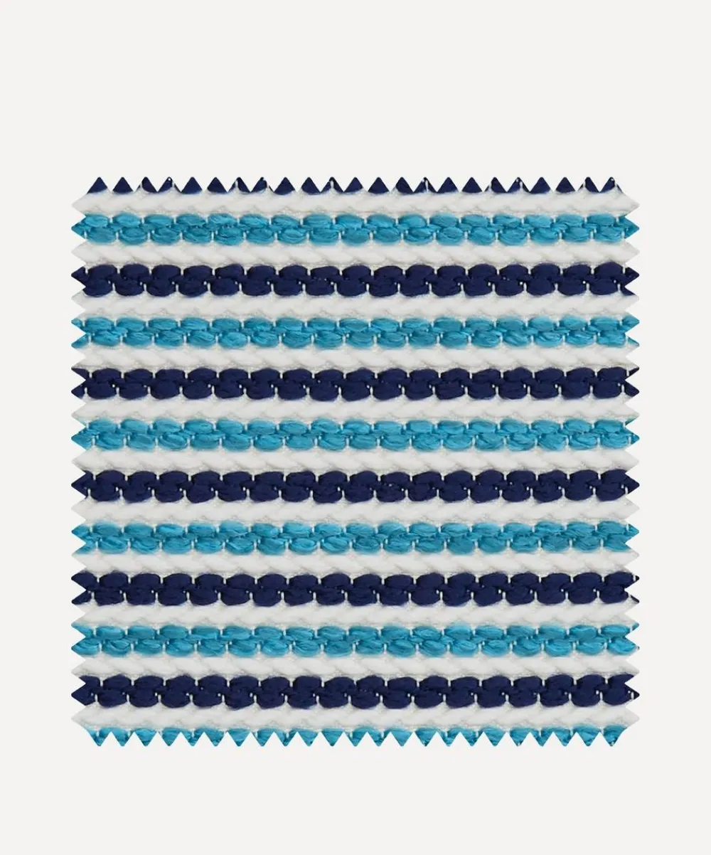 Liberty Interiors Furnishing Fabrics^Outdoor Fabric Swatch – Candy Stripe Harlow in Lapis