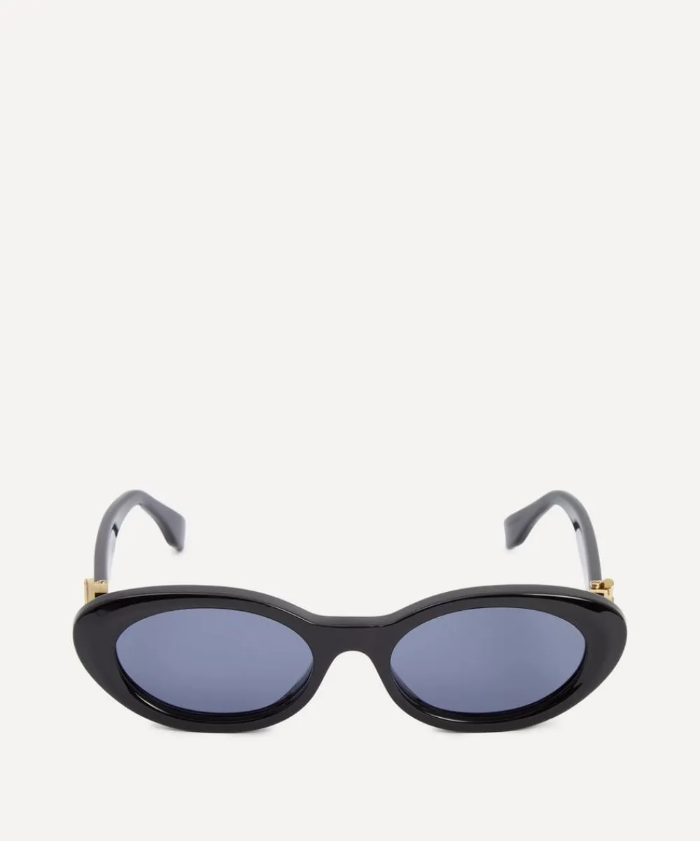 Fendi Sunglasses & Glasses^Oval FF Diamonds Black Acetate Sunglasses