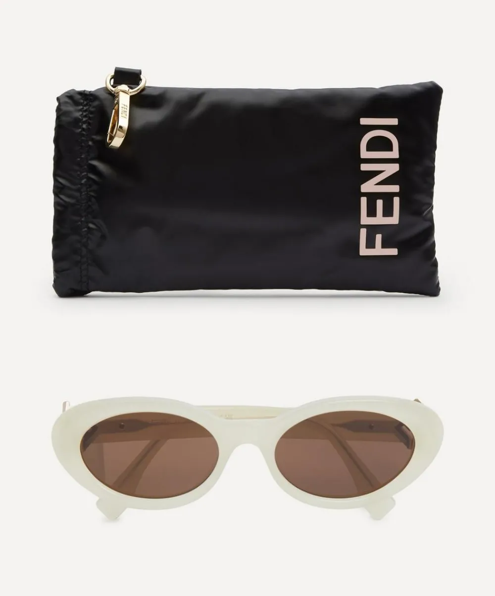 Fendi Sunglasses & Glasses^Oval FF Diamonds Brown Acetate Sunglasses