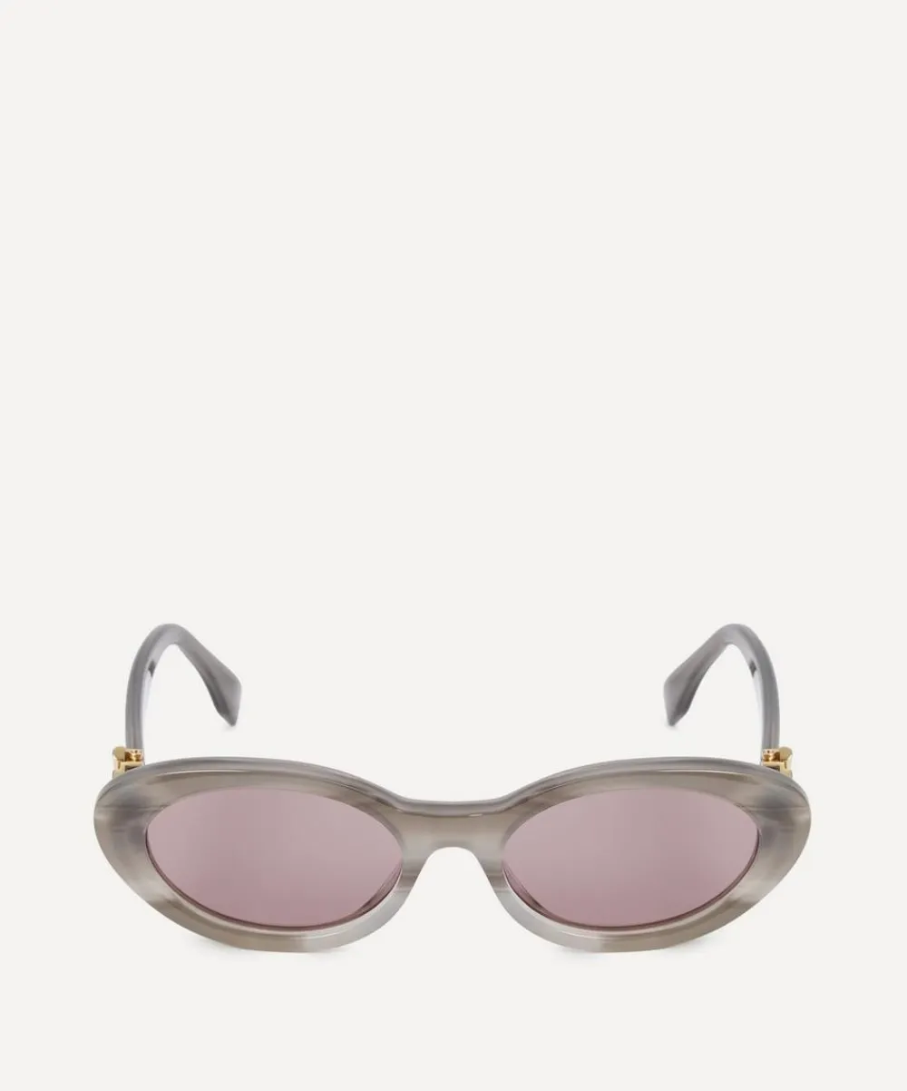 Fendi Sunglasses & Glasses^Oval FF Diamonds Grey Acetate Sunglasses