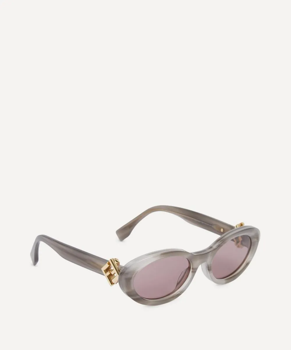 Fendi Sunglasses & Glasses^Oval FF Diamonds Grey Acetate Sunglasses