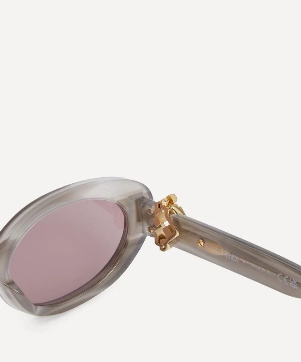 Fendi Sunglasses & Glasses^Oval FF Diamonds Grey Acetate Sunglasses