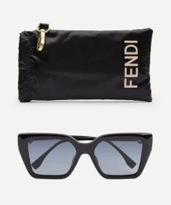 Fendi Sunglasses & Glasses^Oversized Square FF Diamonds Black Acetate Sunglasses