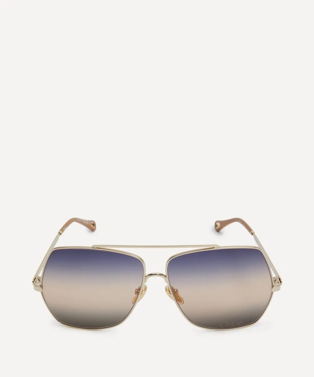 Chloé Sunglasses & Glasses^Oversized Square Metal Sunglasses