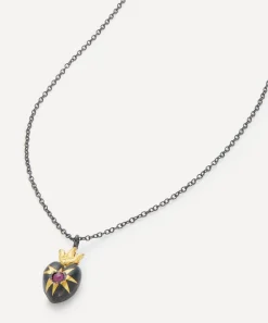 Acanthus Necklaces|Necklaces^Oxidised Silver Shining Heart Ruby Pendant Necklace