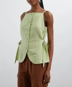 Aligne Tops^Ozais Tie Linen Top