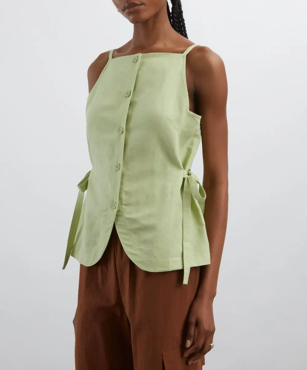 Aligne Tops^Ozais Tie Linen Top