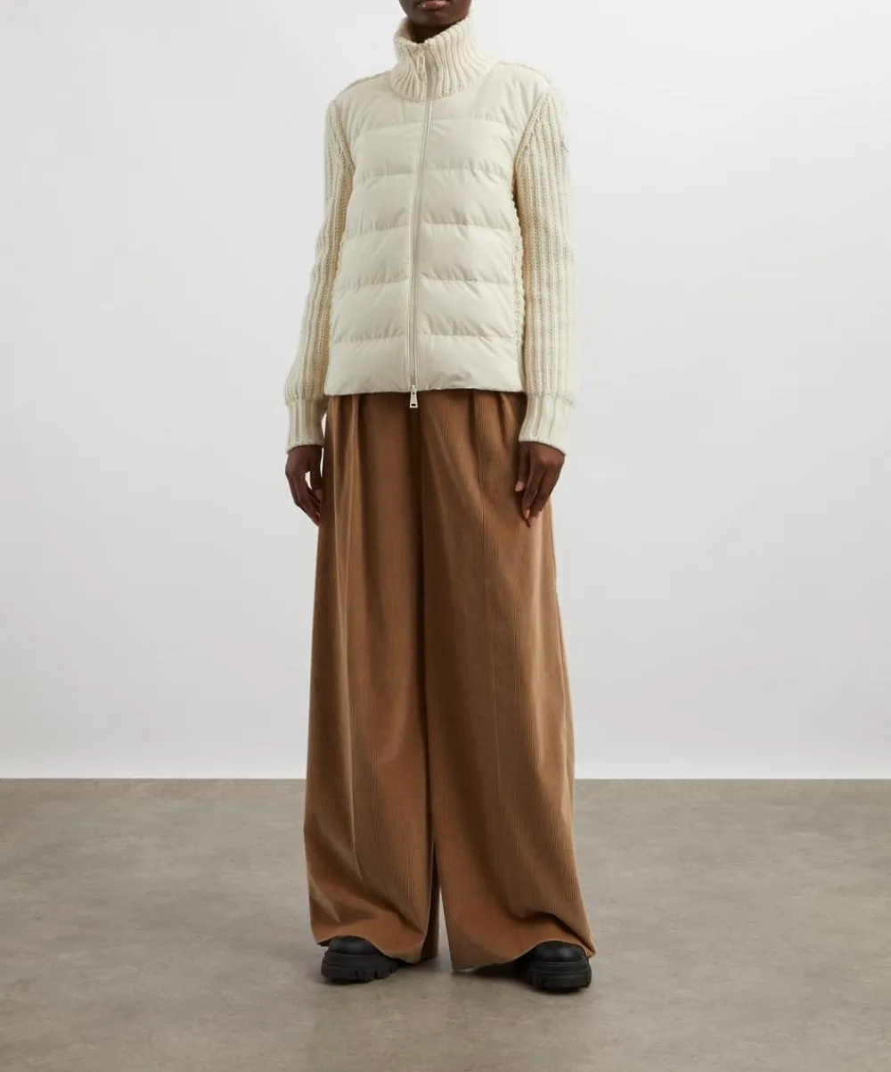 Moncler Knitwear^Padded Wool and Cashmere Zip-Up Cardigan