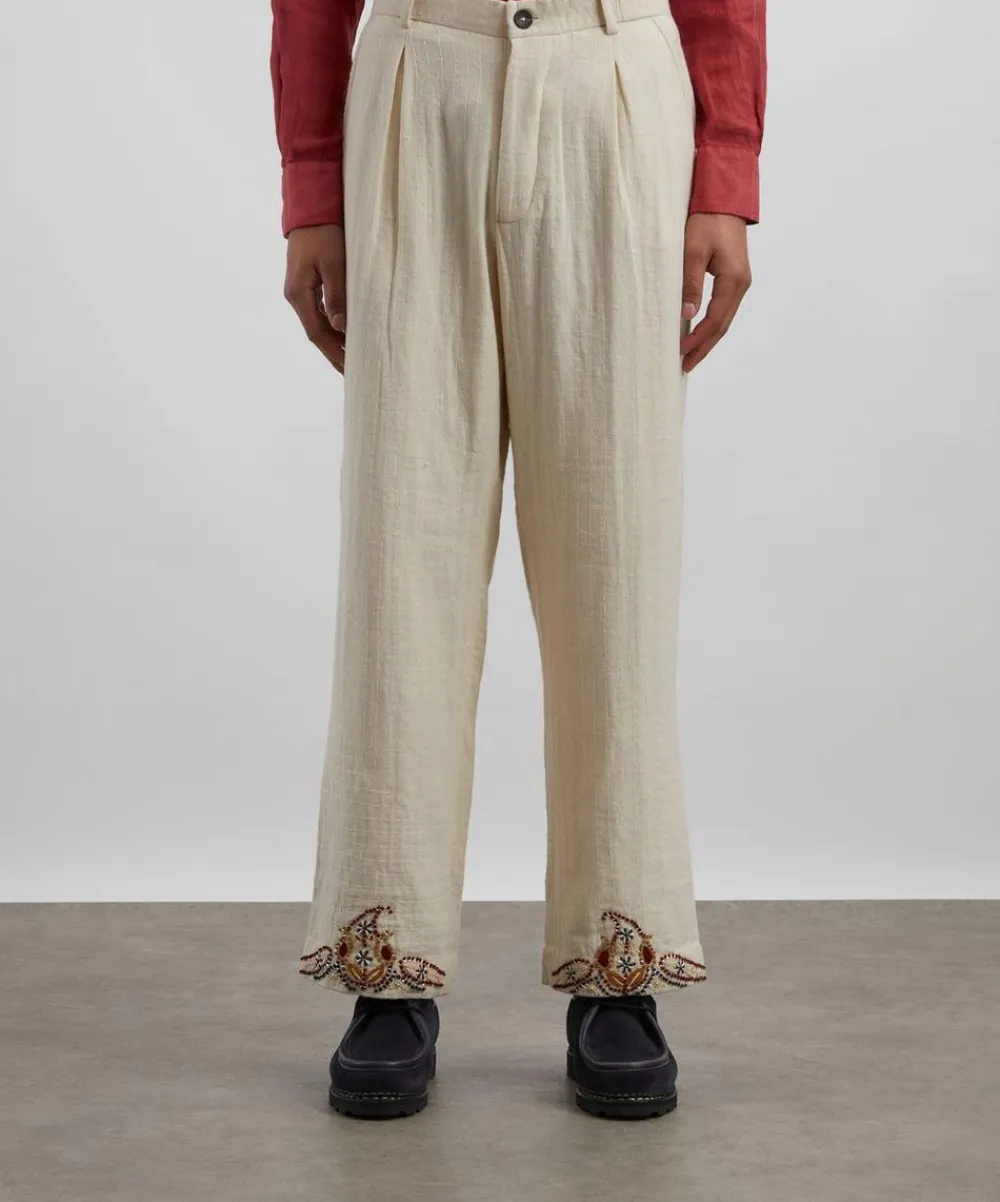Kartik Research Trousers^Paisley Embroidered Trousers