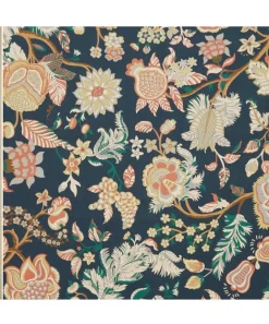 Liberty Interiors Furnishing Fabrics^Palampore Trail Landsdowne Linen in Pewter Blue
