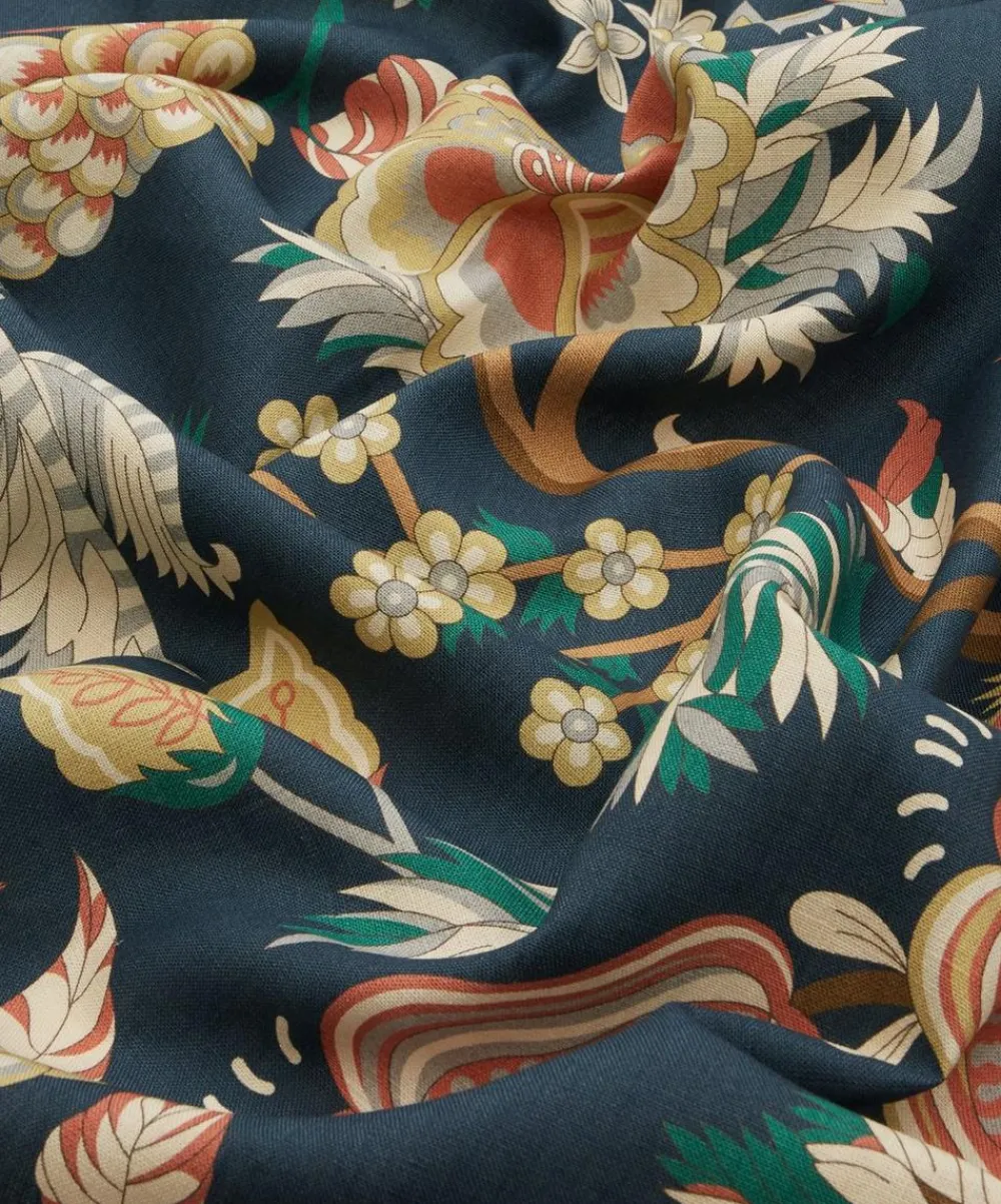 Liberty Interiors Furnishing Fabrics^Palampore Trail Landsdowne Linen in Pewter Blue
