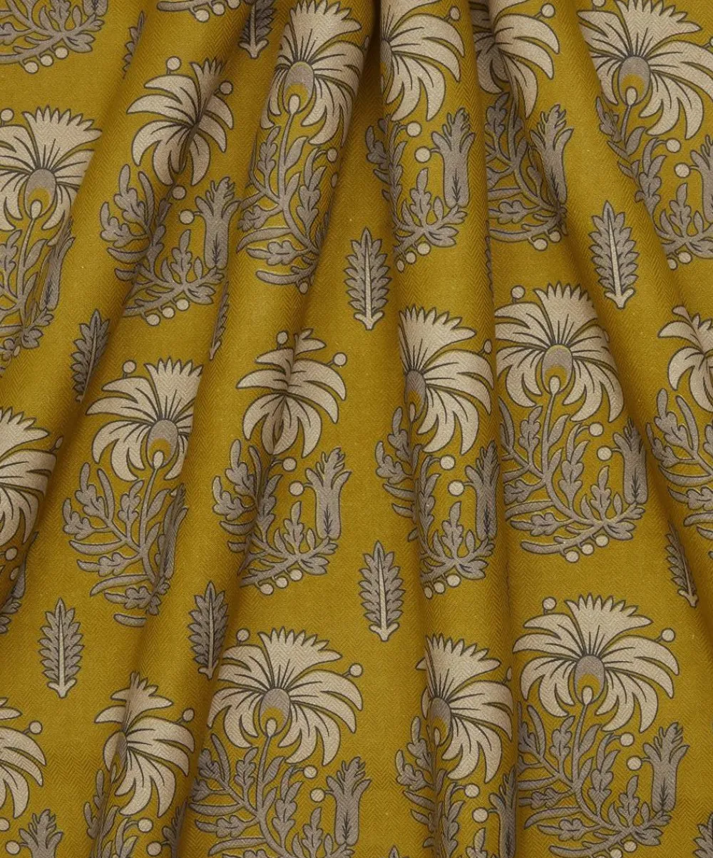 Liberty Interiors Furnishing Fabrics^Palm Parade Linen in Fennel