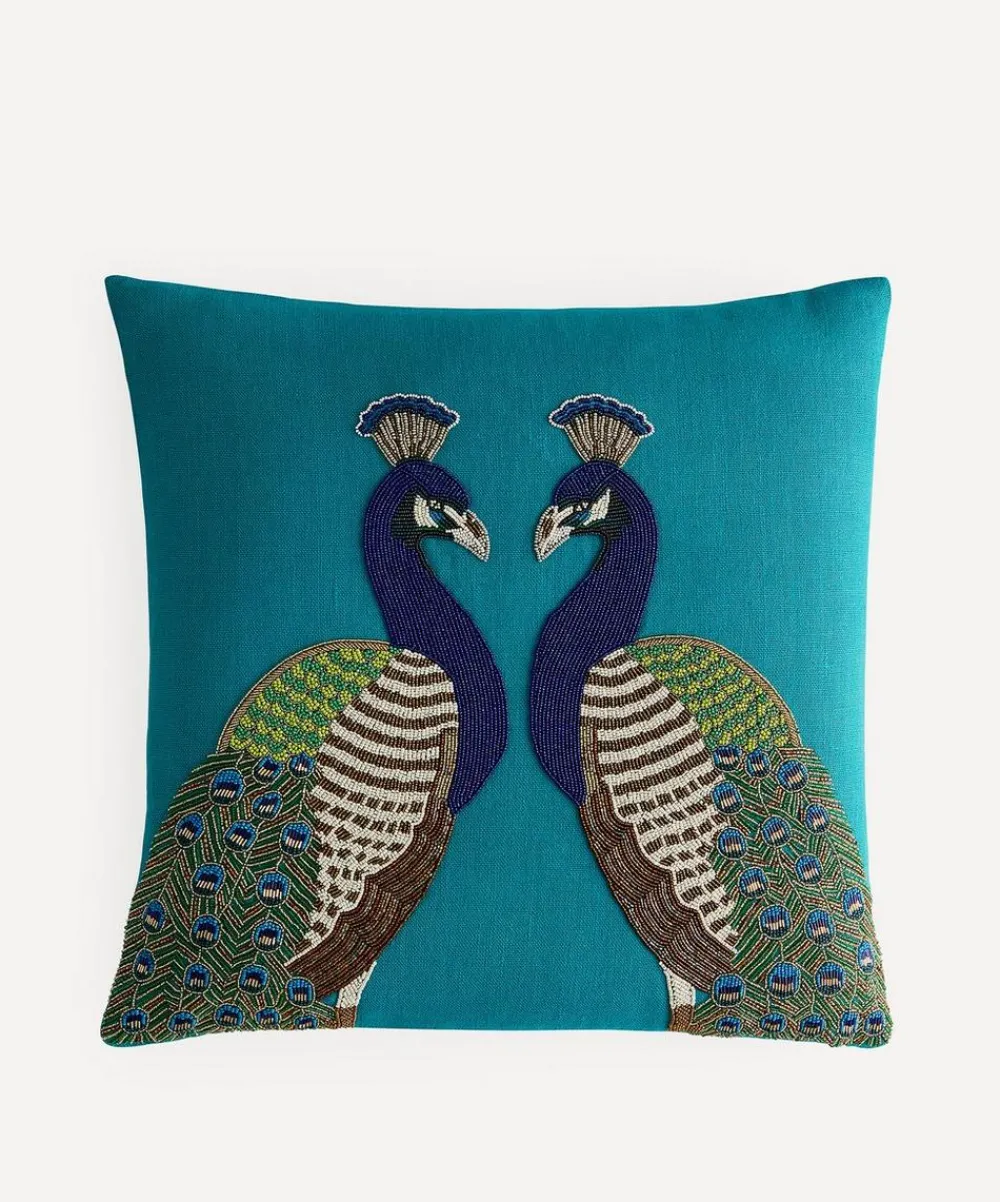 Jonathan Adler Cushions^Peacock Beaded Cushion