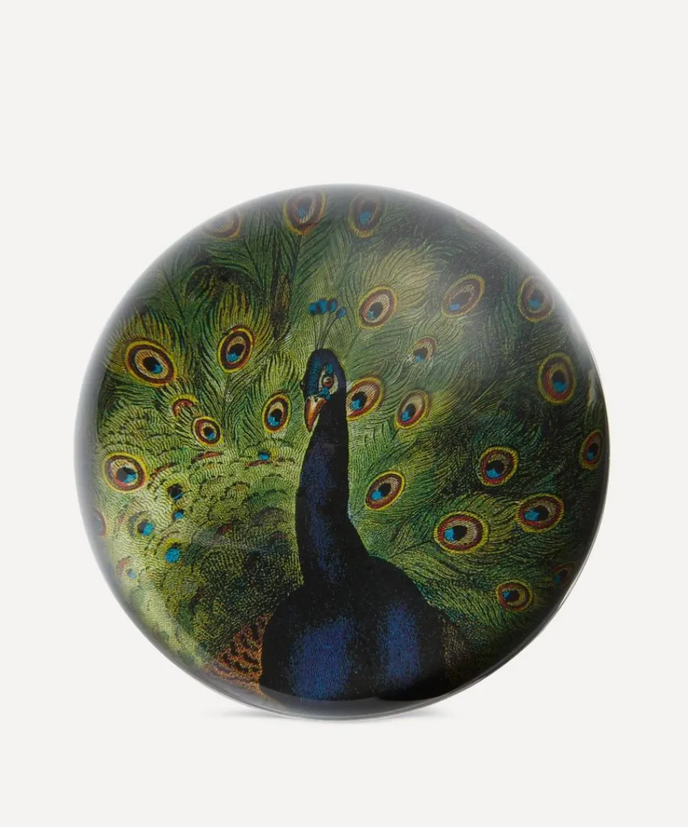 John Derian Stationery And Games^Peacock Close-Up Dome Paperweight