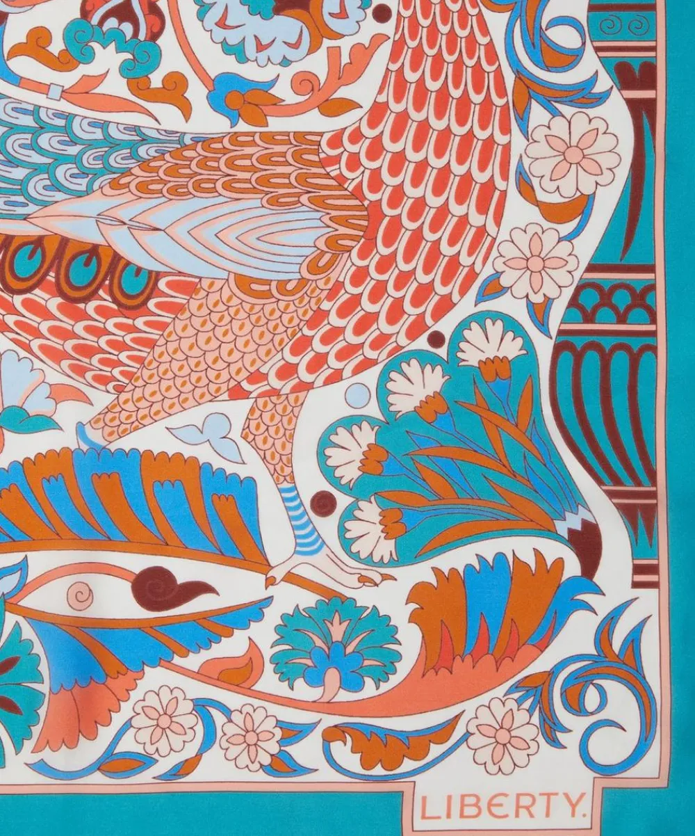 Liberty Scarves^Peacock Fiesta 140x140 Silk Scarf