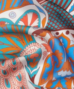 Liberty Scarves^Peacock Fiesta 140x140 Silk Scarf