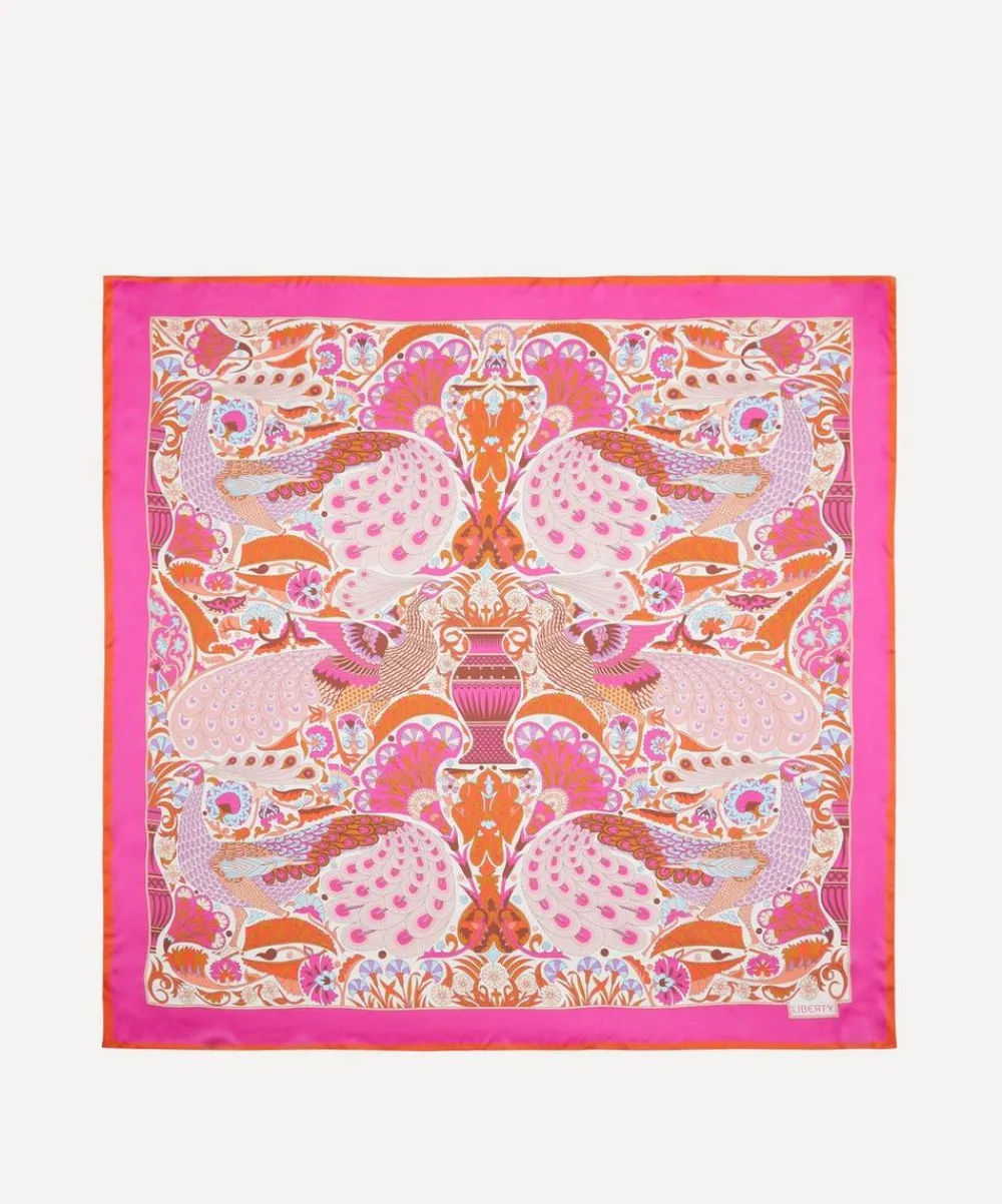 Liberty Scarves^Peacock Fiesta 140x140 Silk Scarf