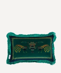 Liberty Cushions^Peacock Garden Rectangular Velvet Cushion