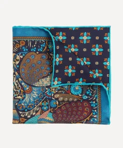 Liberty Pocket Squares^Peacock Garden Silk Pocket Square