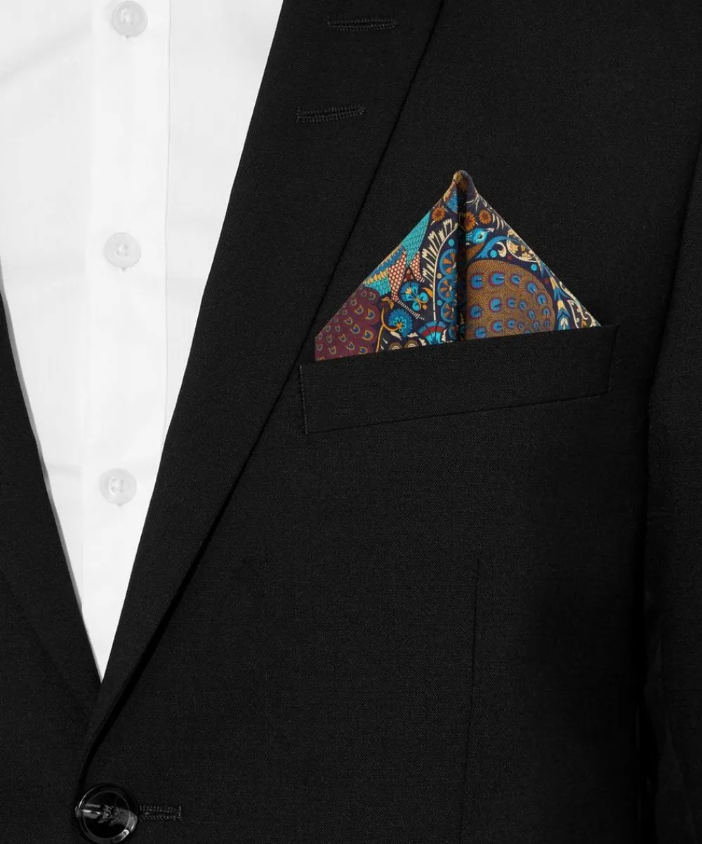 Liberty Pocket Squares^Peacock Garden Silk Pocket Square