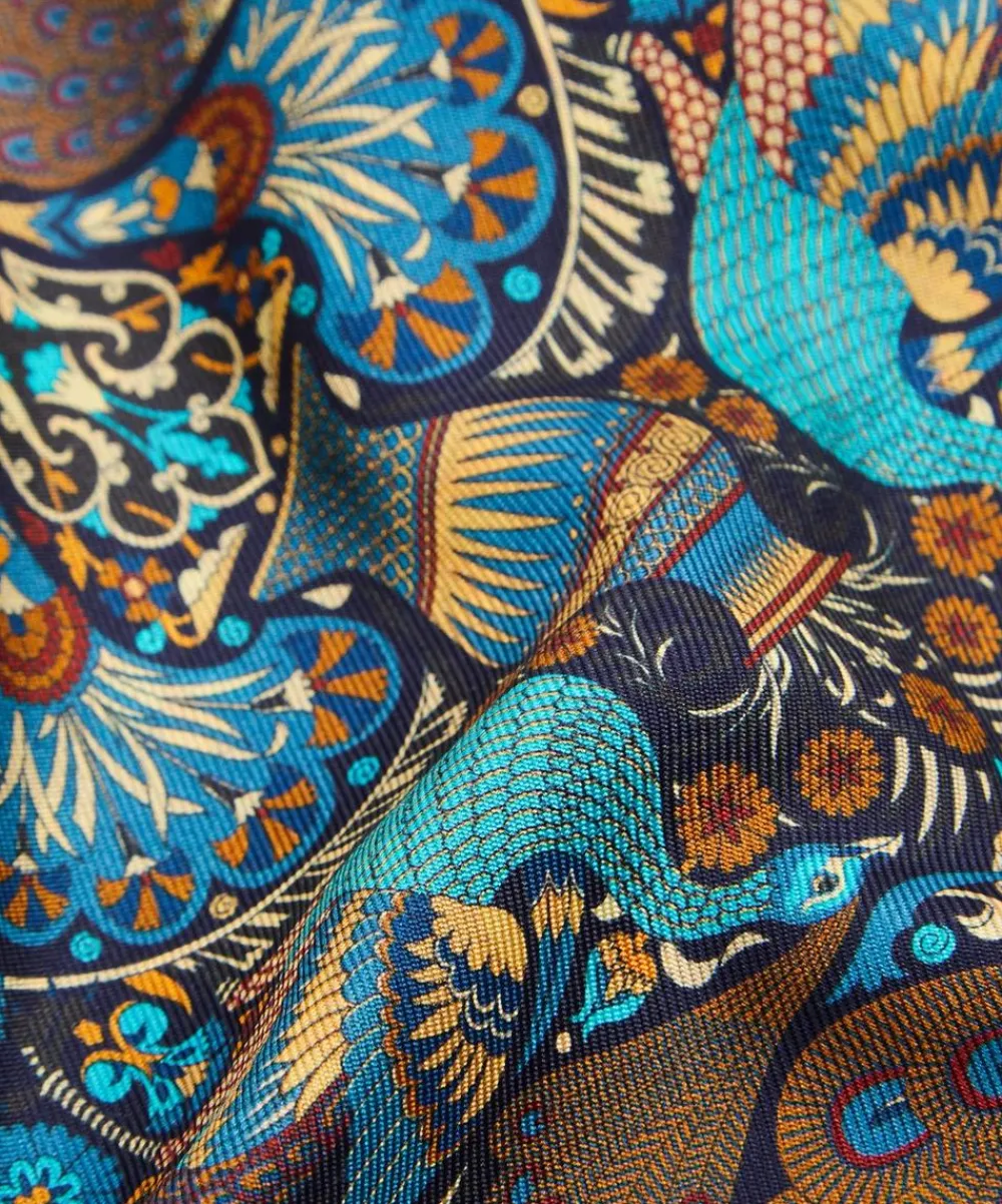 Liberty Pocket Squares^Peacock Garden Silk Pocket Square