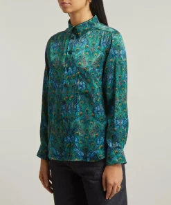 Liberty Tops^Peacock Manor Relaxed Silk Shirt