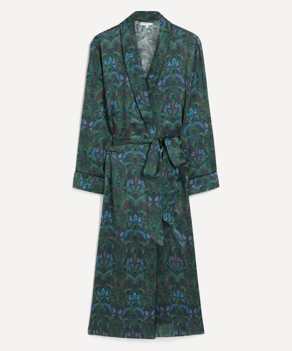 Liberty Sleepwear^Peacock Manor Silk Satin Long Robe