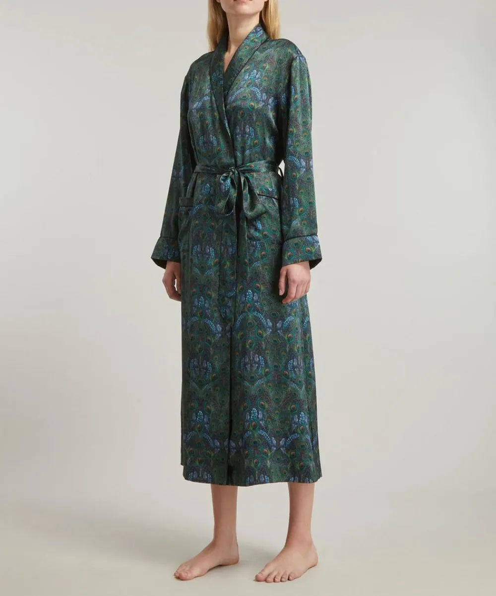 Liberty Sleepwear^Peacock Manor Silk Satin Long Robe