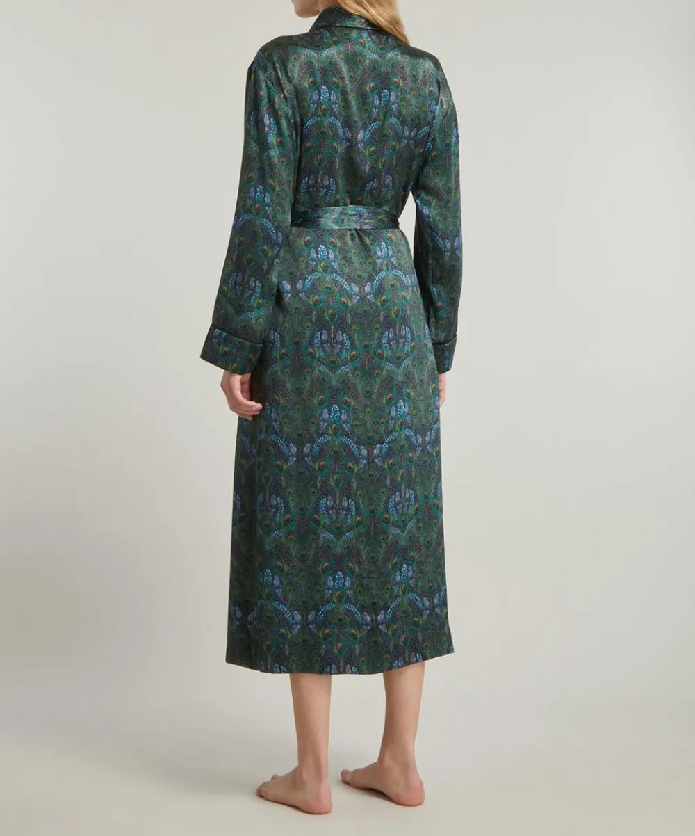 Liberty Sleepwear^Peacock Manor Silk Satin Long Robe