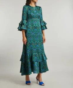 Liberty Dresses^Peacock Manor Silk Satin Gala Maxi Dress