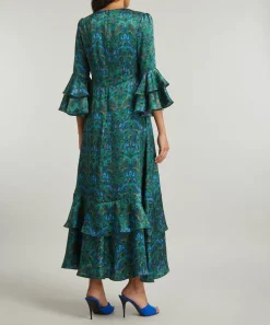 Liberty Dresses^Peacock Manor Silk Satin Gala Maxi Dress
