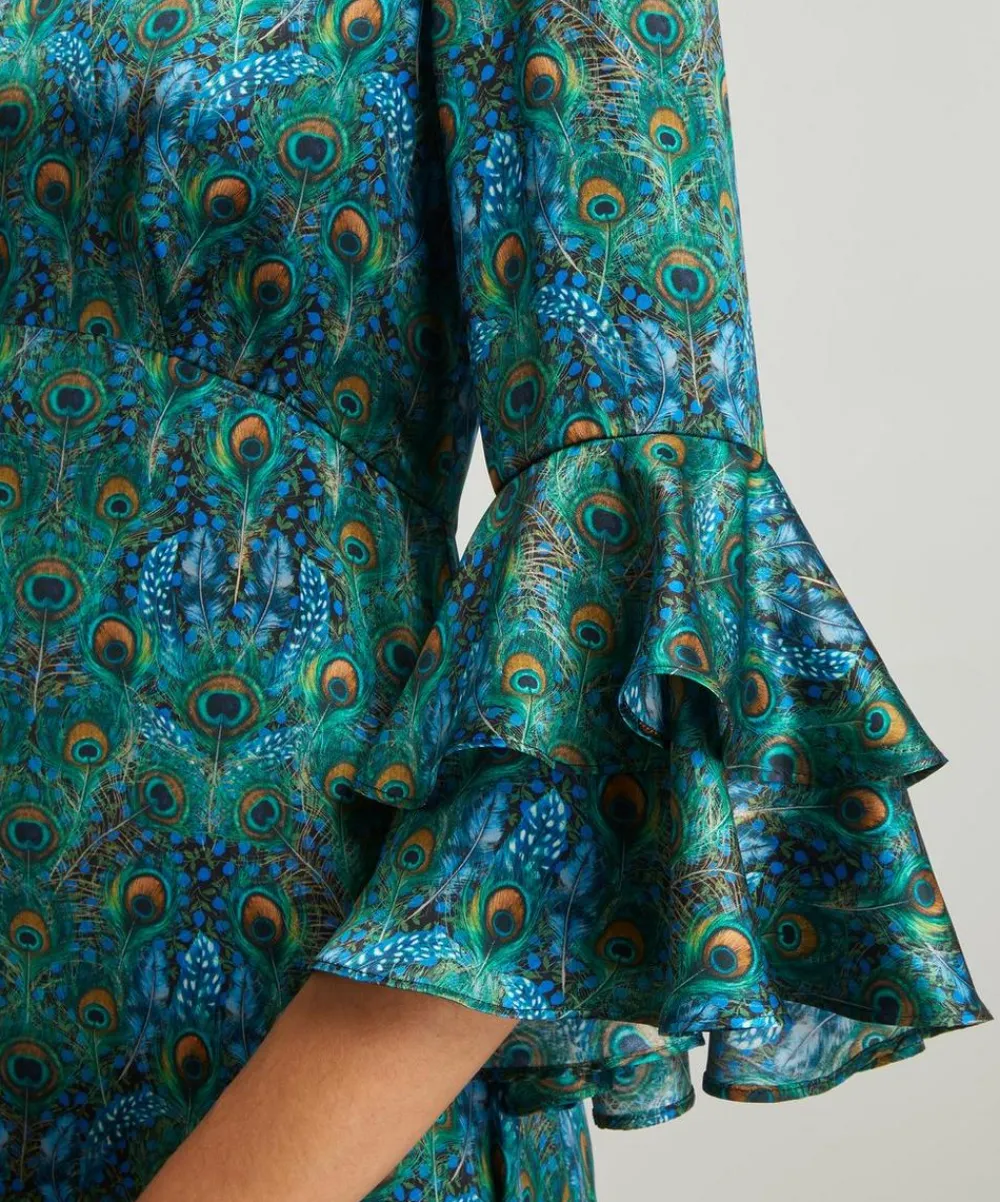 Liberty Dresses^Peacock Manor Silk Satin Gala Maxi Dress