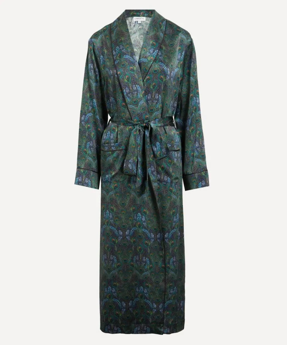 Liberty Sleepwear^Peacock Manor Silk-Satin Robe