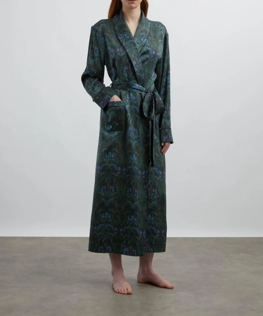 Liberty Sleepwear^Peacock Manor Silk-Satin Robe