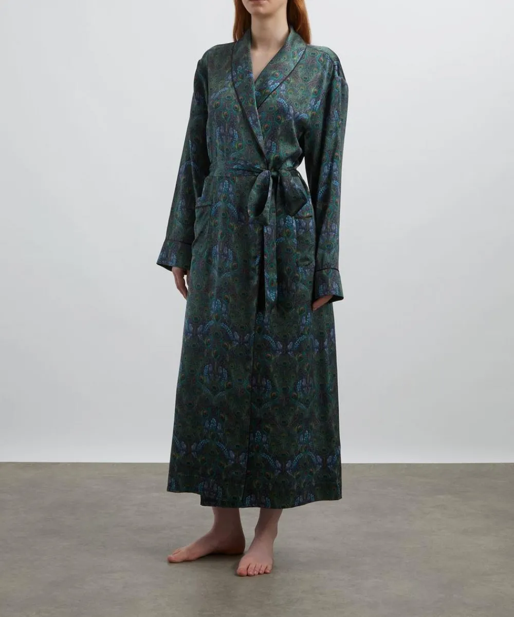 Liberty Sleepwear^Peacock Manor Silk-Satin Robe