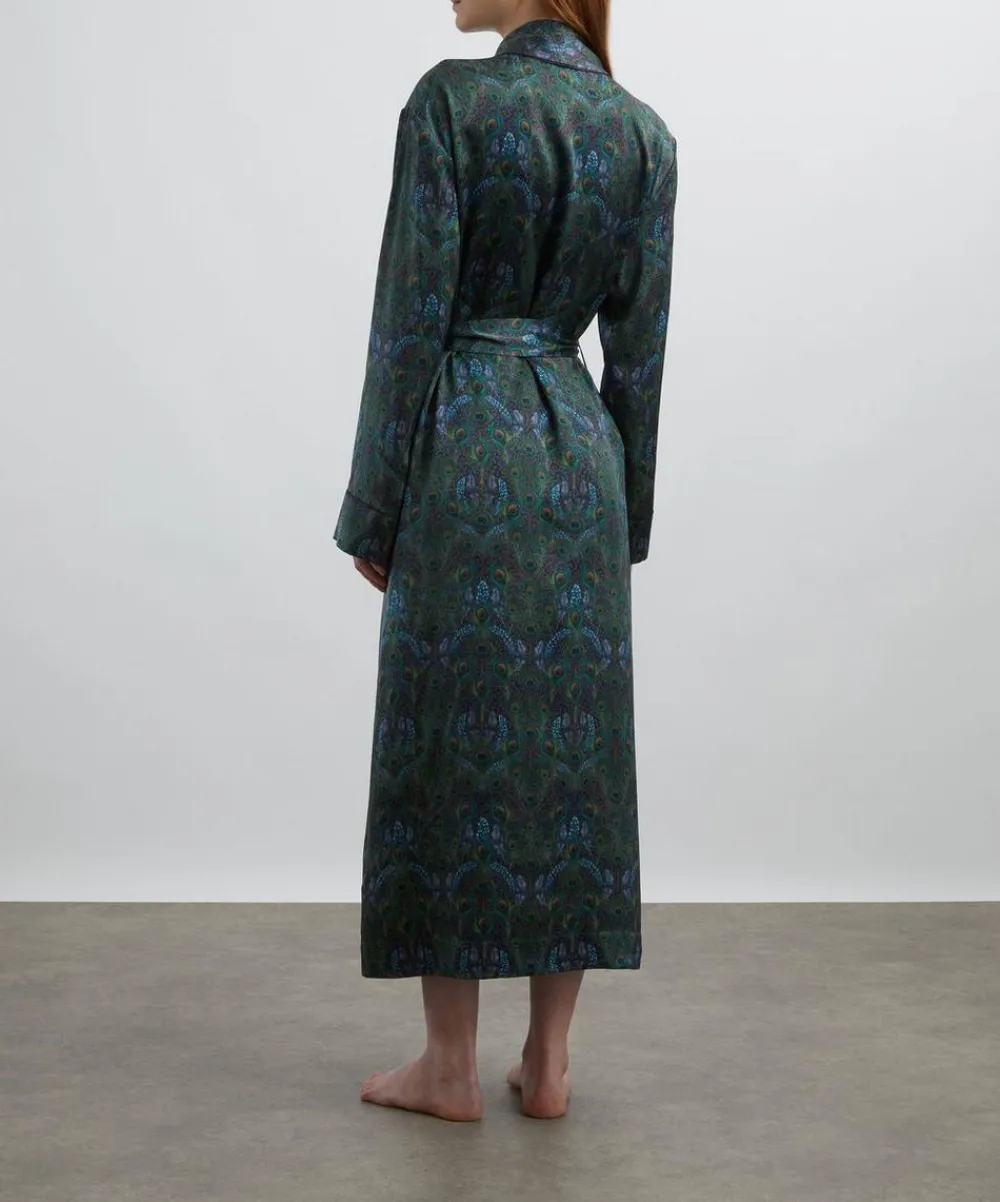 Liberty Sleepwear^Peacock Manor Silk-Satin Robe