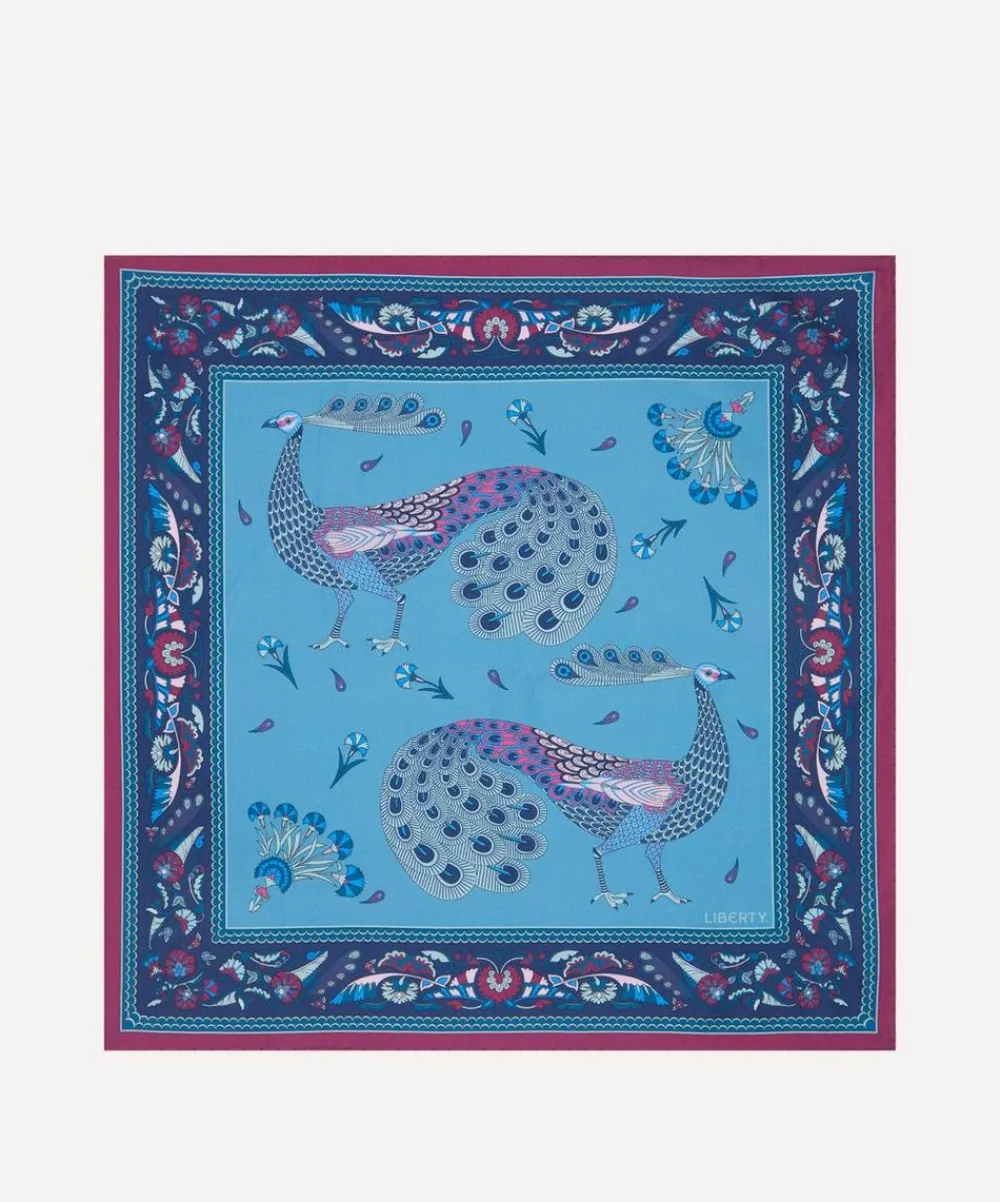 Liberty Scarves^Peacock Parade 45X45 Silk Scarf